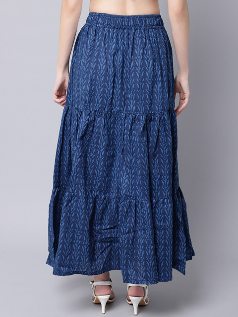 TAG 7 Women Blue Indigo printed Cotton Skirts - Image 4