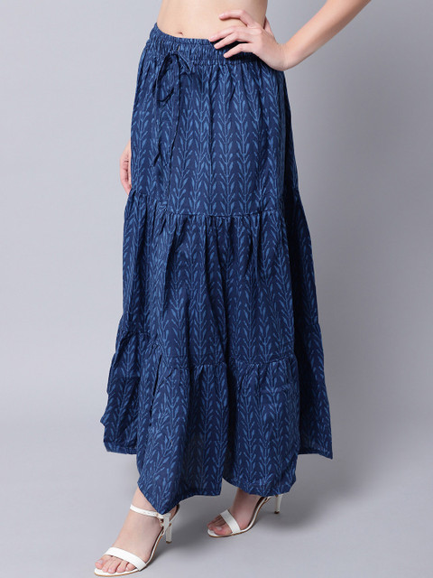TAG 7 Women Blue Indigo printed Cotton Skirts - Image 7