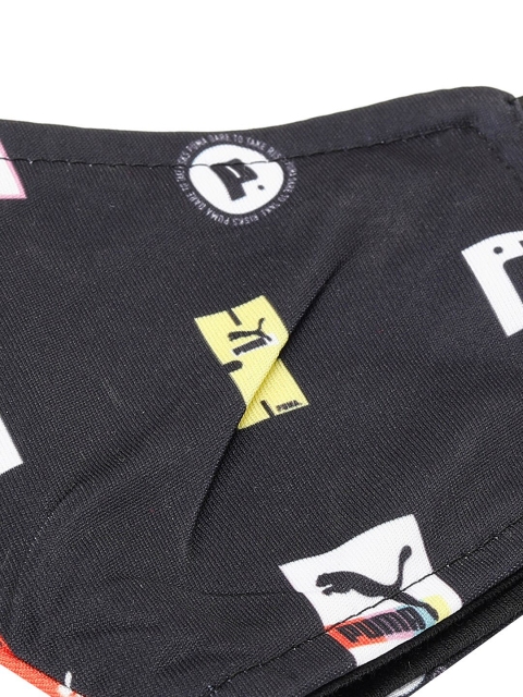 Puma Pack of 2 Black Printed Brand Love Cloth Face Mask - Image 6