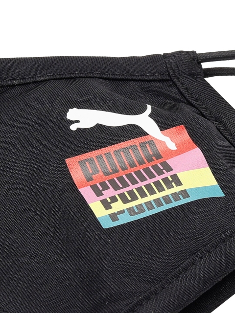 Puma Pack of 2 Black Printed Brand Love Cloth Face Mask - Image 5
