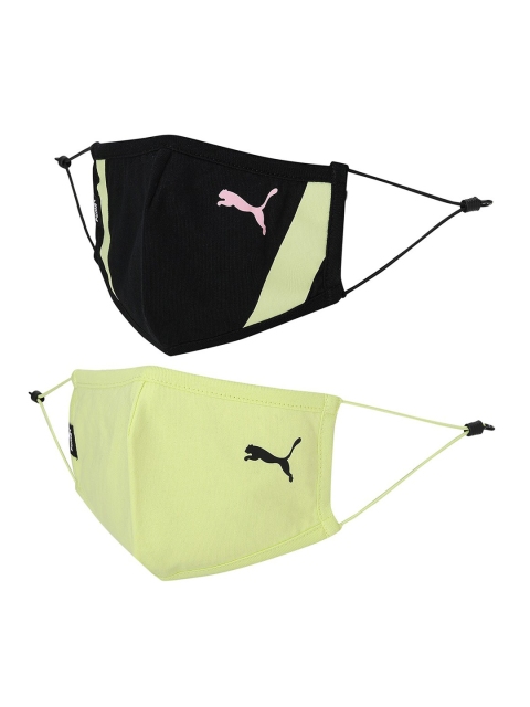 Buy Puma Set Of 2 Black & Green 3 Ply Cloth Face Masks - - Accessories for Unisex - Image 3