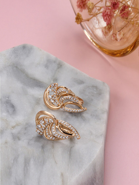 Shining Diva Fashion 18k Rose Gold Plated Zircon Earrings - Image 3