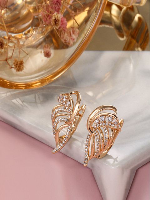 Shining Diva Fashion 18k Rose Gold Plated Zircon Earrings - Image 2