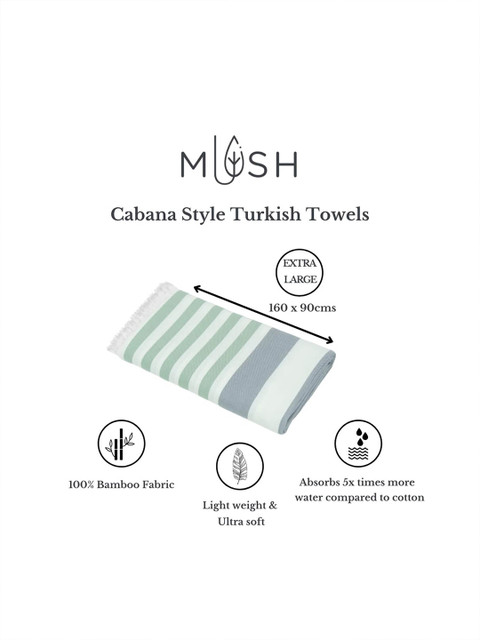 MUSH Striped Extra Large Bamboo Cabana Turkish Beach Towel - 300 GSM - Image 3