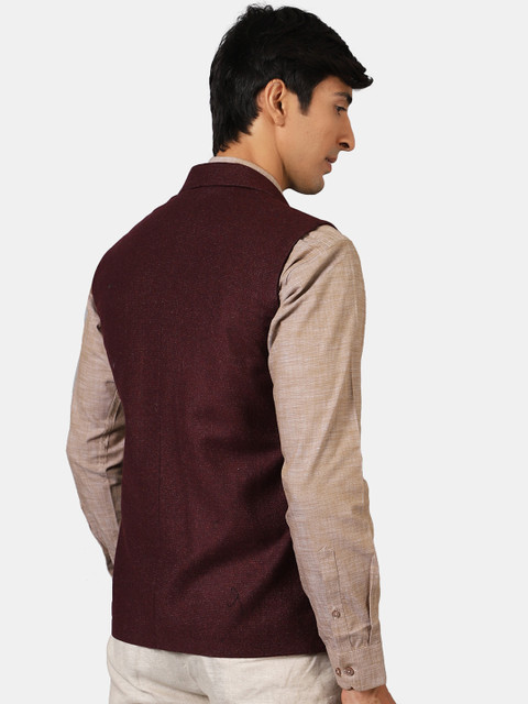 Wintage Men Maroon Solid Jacket - Image 4