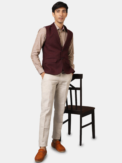 Wintage Men Maroon Solid Jacket - Image 5