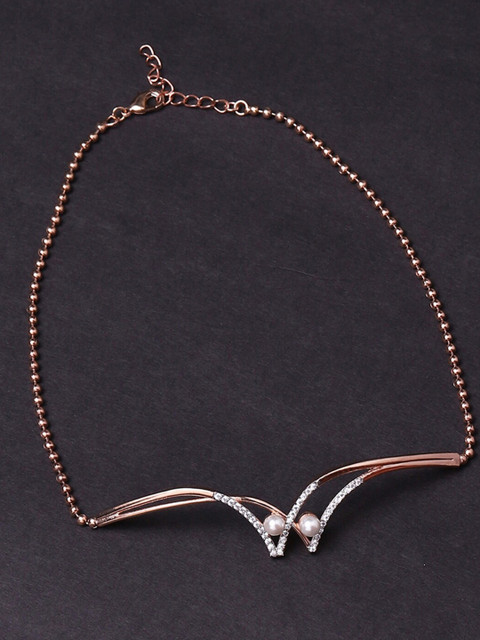 Voylla Rose Gold & White Brass Rose Gold-Plated Necklace