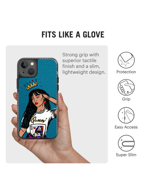 DailyObjects Blue & Beige Queen Babe Stride 2.0 iPhone 13 Phone Case - Image 4