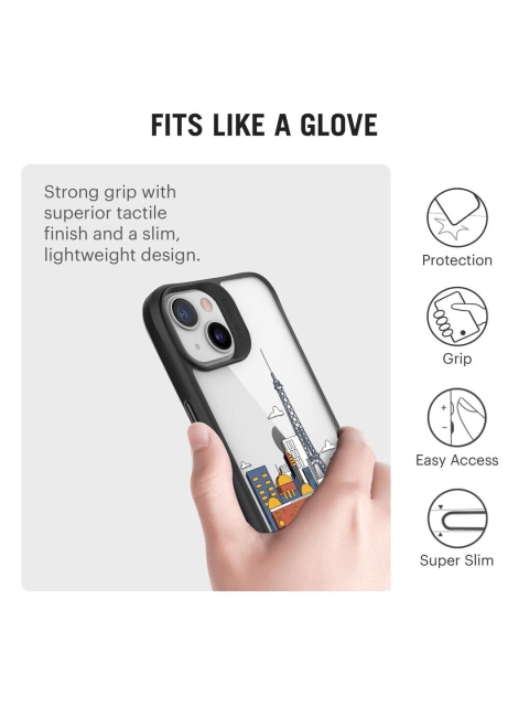 DailyObjects Transparent & Black Printed Hybrid Clear For iPhone 13 Mini Case Cover - Image 3