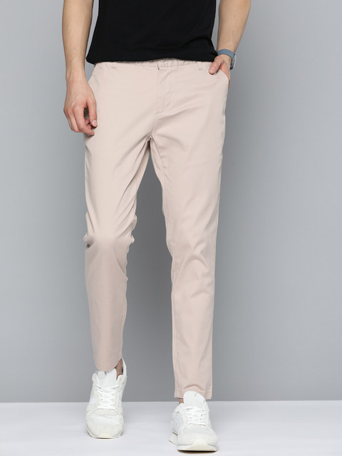 Mast & Harbour Men Beige Solid Chinos Trousers
