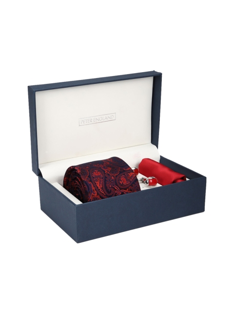 Peter England Men Maroon Red & Silver-Toned Accessory Gift Set