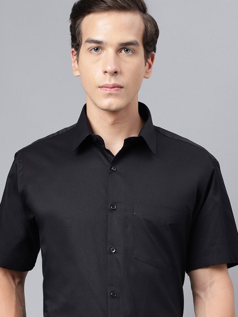 Hancock Men Black Slim Fit Solid Formal Shirt - Image 8