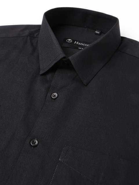Hancock Men Black Slim Fit Solid Formal Shirt - Image 9