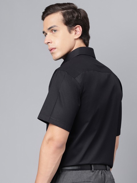 Hancock Men Black Slim Fit Solid Formal Shirt - Image 4