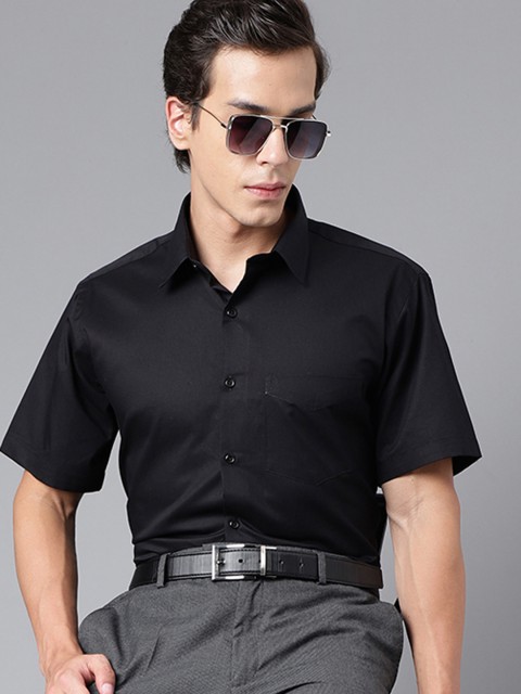 Hancock Men Black Slim Fit Solid Formal Shirt - Image 7