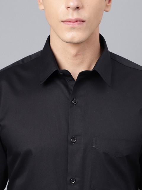 Hancock Men Black Slim Fit Solid Formal Shirt - Image 2