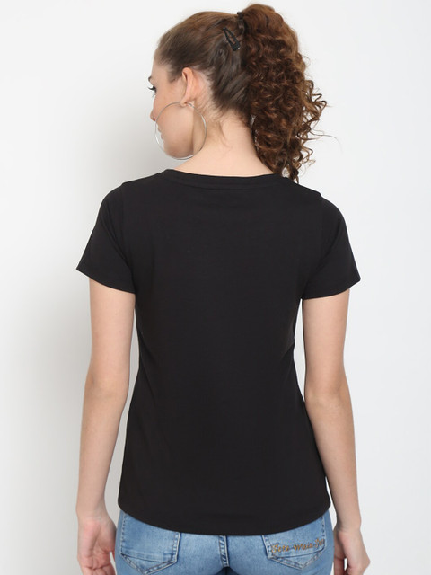 UnaOne Women Plus Size 2 Black & Navy Blue Printed Casual T-shirt - Image 4