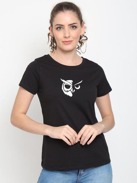 UnaOne Women Plus Size 2 Black & Navy Blue Printed Casual T-shirt - Image 2