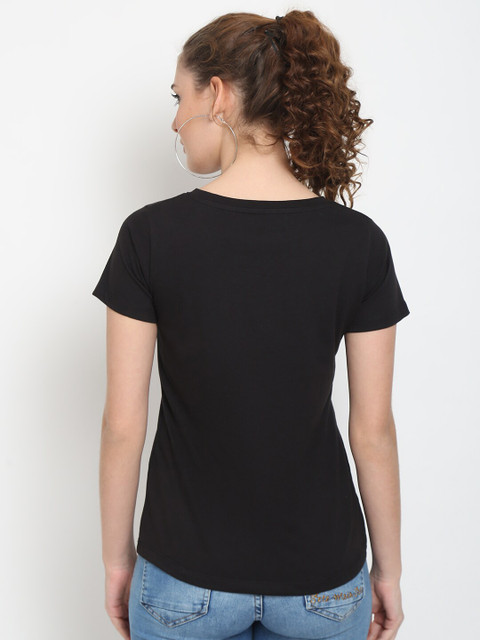 UnaOne Women Pack of 2 Black & Navy Blue Solid Plus Size T-shirt - Image 5