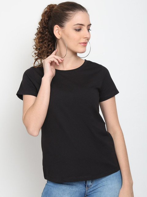 UnaOne Women Pack of 2 Black & Navy Blue Solid Plus Size T-shirt - Image 3