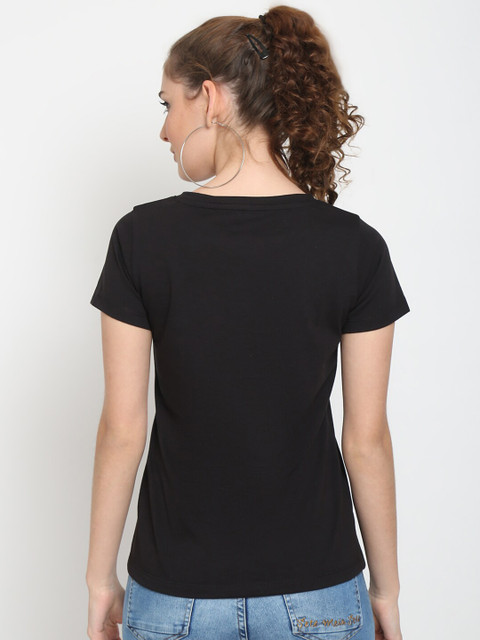 UnaOne Women Plus Size Black & Navy Blue Solid T-shirt Pack Of 2 - Image 4