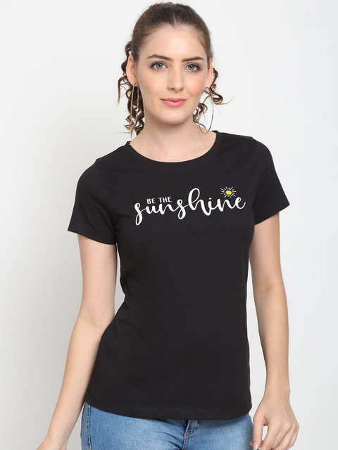 UnaOne Women Plus Size Black & Navy Blue Solid T-shirt Pack Of 2 - Image 2