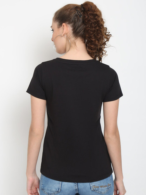 UnaOne Women Plus Size Black 2 Extended Sleeves T-shirt - Image 4