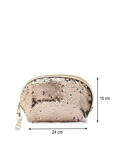 NFI essentials Women Gold-Toned Sequined Travel Pouch - Image 7