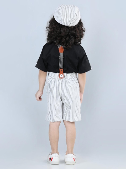 Aj DEZInES Boys Striped Shirt with Shorts & Cap Suspenders Clothing Set - Image 4