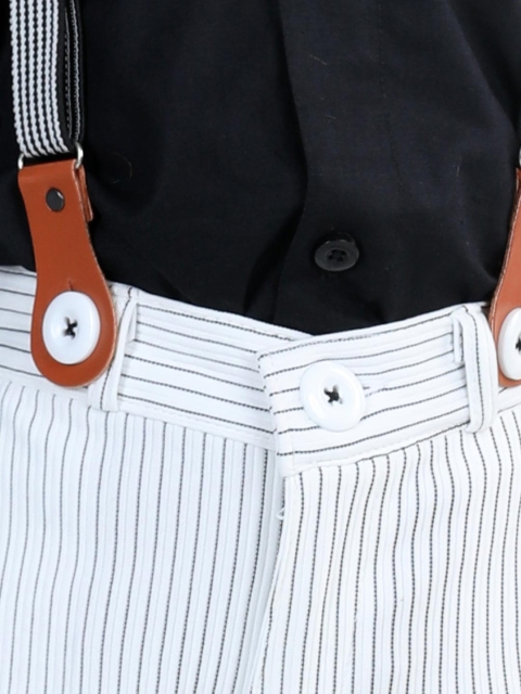 Aj DEZInES Boys Striped Shirt with Shorts & Cap Suspenders Clothing Set - Image 2