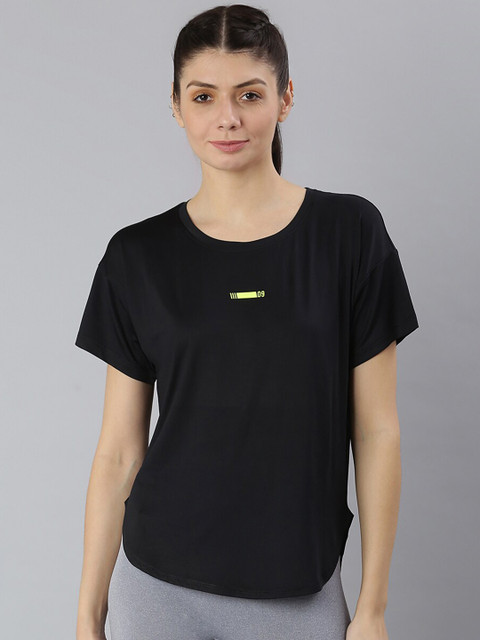 MKH Women Black Dri-FIT Sports T-shirt
