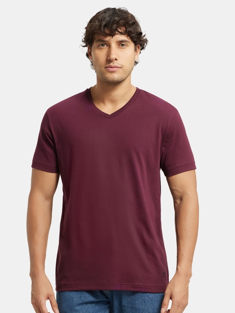 Jockey Super Combed Cotton Rich Solid V Neck Half Sleeve T-shirt -2726