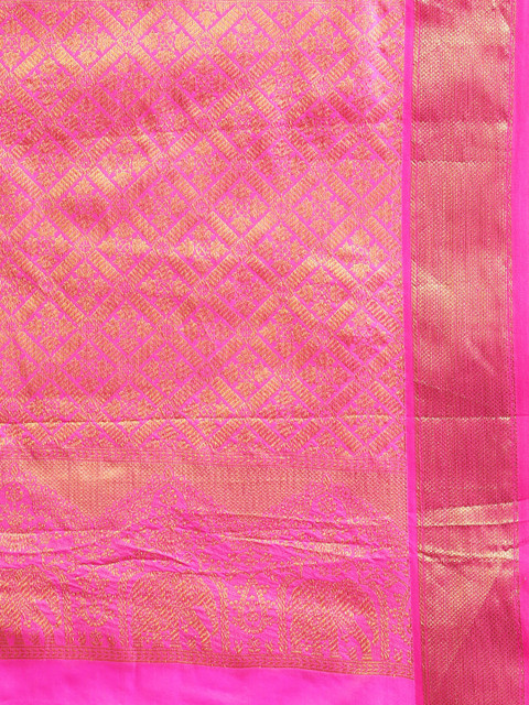 Royal Rajgharana Saree Yellow & Gold Floral Zari Silk Blend Celebrity Banarasi Sarees - Image 5