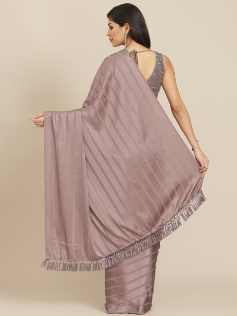 Tikhi Imli Gunmetal-Toned Striped Saree - Image 3