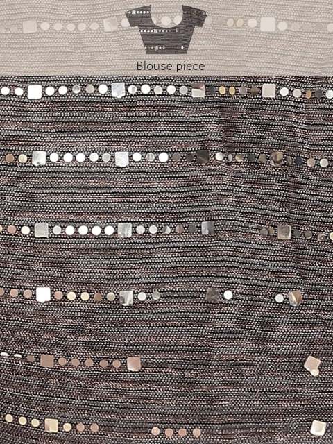 Tikhi Imli Gunmetal-Toned Striped Saree - Image 8