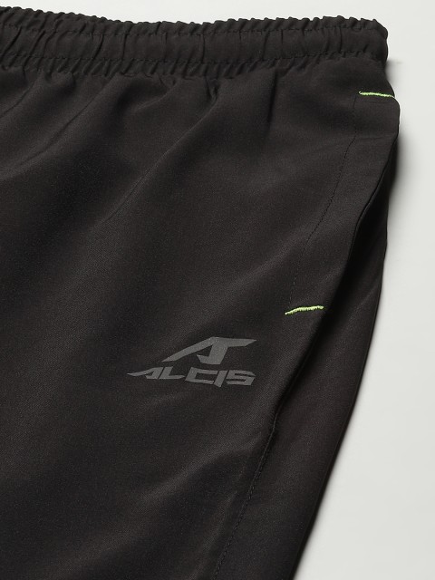 Alcis Men Black Typography Print Slim Fit Running Track Pants - Image 6