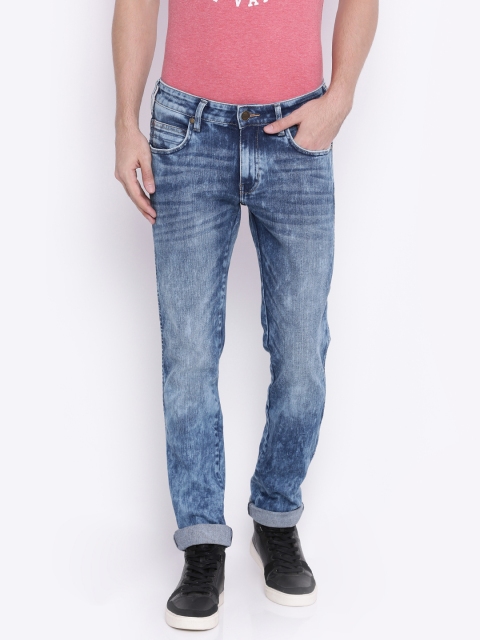 Wrangler Men Blue Low-Rise Skanders Slim Fit Stretchable Jeans
