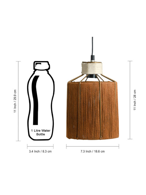 ExclusiveLane Orange Solid Jute Hanging Pendant Ceiling Lamps - Image 6