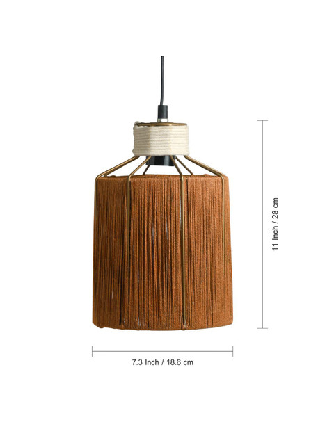 ExclusiveLane Orange Solid Jute Hanging Pendant Ceiling Lamps - Image 5