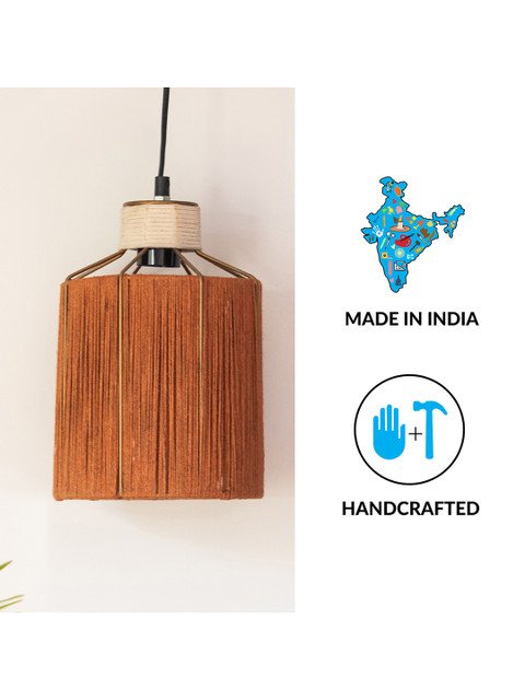 ExclusiveLane Orange Solid Jute Hanging Pendant Ceiling Lamps - Image 4