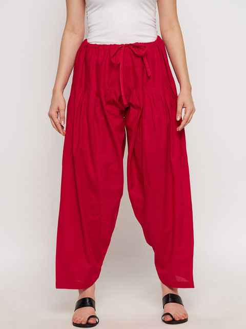 Clora Creation Women Red Solid Pure Cotton Loose-Fit Salwar