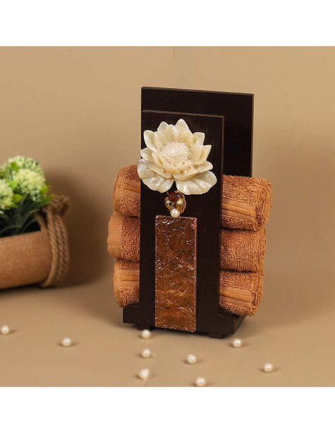 COCKTAIL Brown Wooden Hand Towel Holder - Image 2