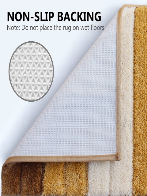 LUXEHOME INTERNATIONAL Yellow & White Striped Anti-Skid Doormats - Image 4