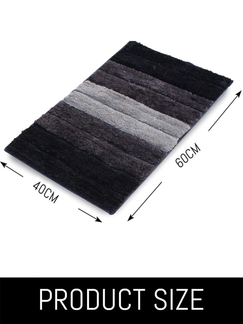 LUXEHOME INTERNATIONAL Black & Grey Striped Anti-Skid Doormats - Image 6