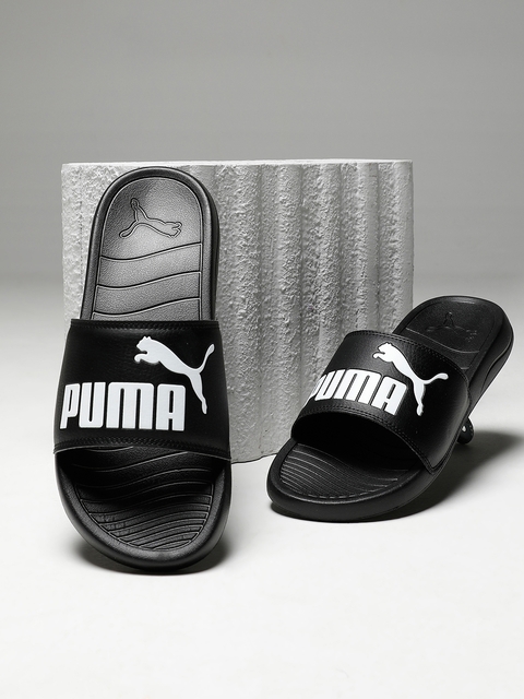 Puma Unisex Black Printed Popcat 20 Sliders