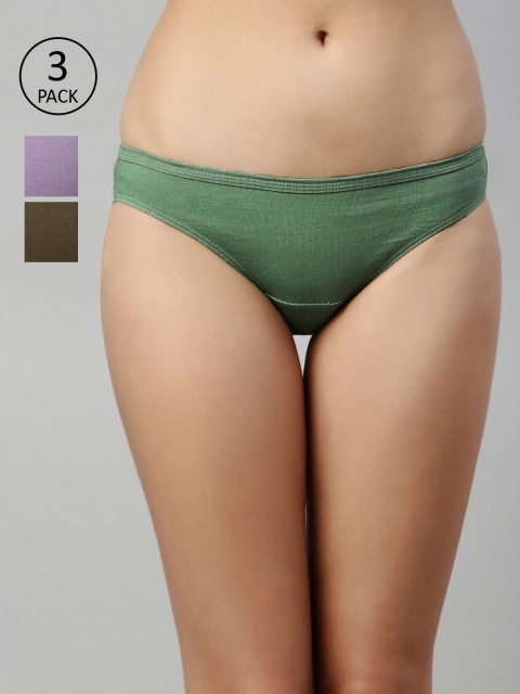 Enamor Women Pack of 3 Assorted Pure Cotton Bikini Briefs CB03