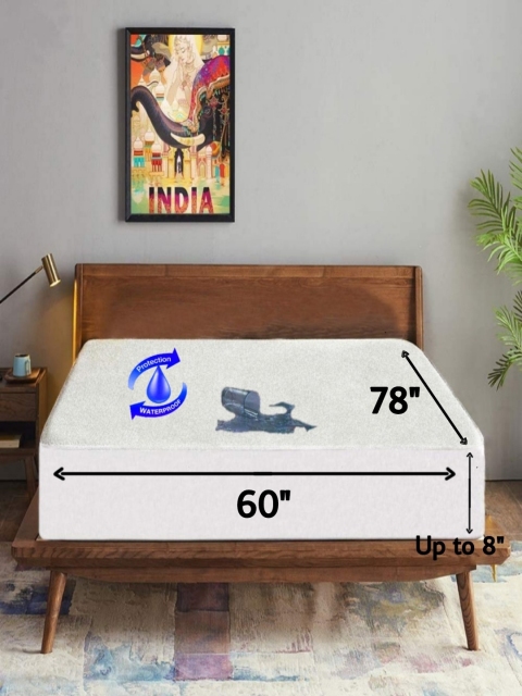 Trance Home Linen White Solid Waterproofs Queen Size Mattress Protector - Image 7