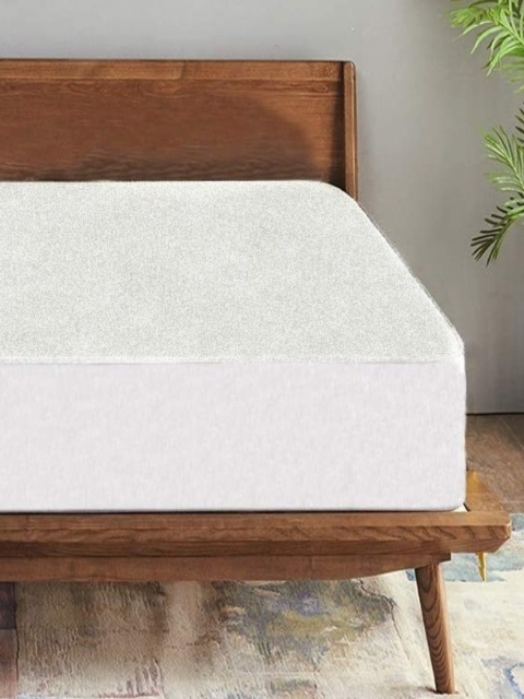 Trance Home Linen White Solid King Size Mattress Protector - Image 2