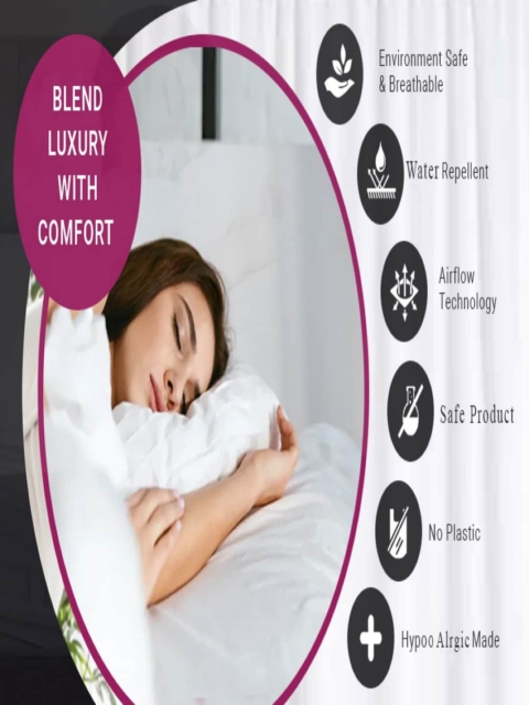 Trance Home Linen Maroon Solid King Size Water Resistant Mattress Protector - Image 6