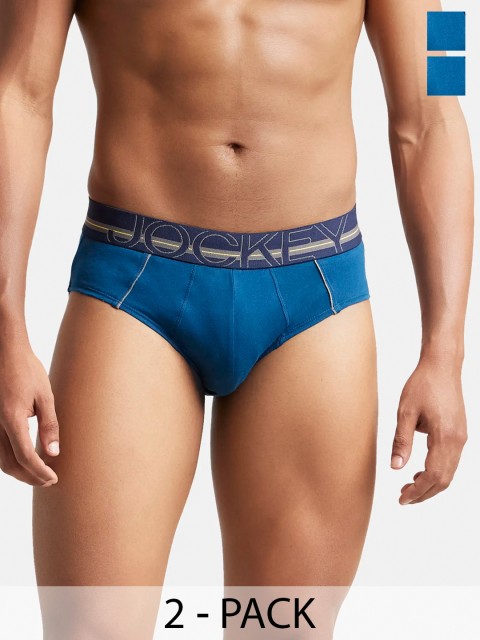 Jockey Pack Of 2 Super Combed Cotton Solid Brief with Ultrasoft Waistband-US14